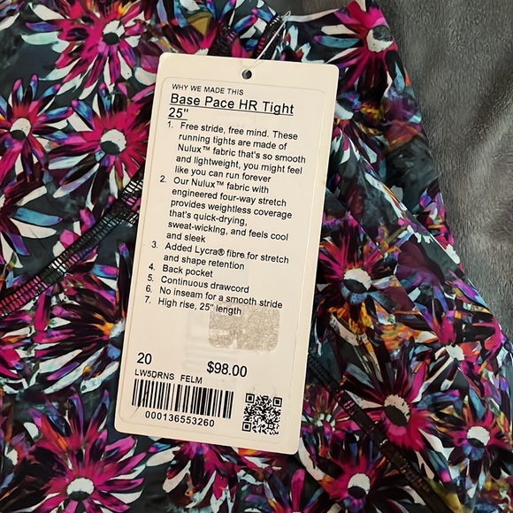 NWT size 20 Lululemon Base Pace HR 25” - Picture 2 of 4